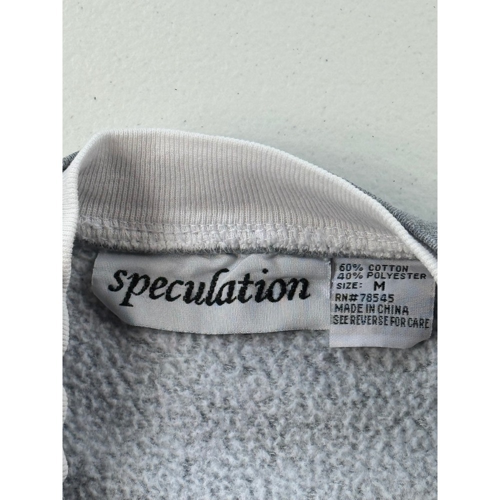 Speculation Womens Sweatshirt M Gray Pink Floral Embroidered Crewneck Pullover - Picture 5 of 7